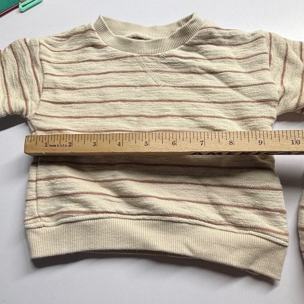 Little Planet by Carter's Organic Stripe Shirt Shorts Set Baby 6M Beige